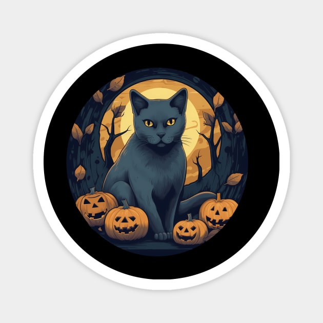 Russian Blue Cat Halloween, Cat Lover Magnet by logiamerch